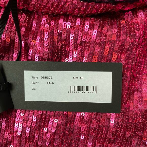 NWT Dundas Pink Sequin Mini Dress Lace Hem 40 - Picture 8 of 13